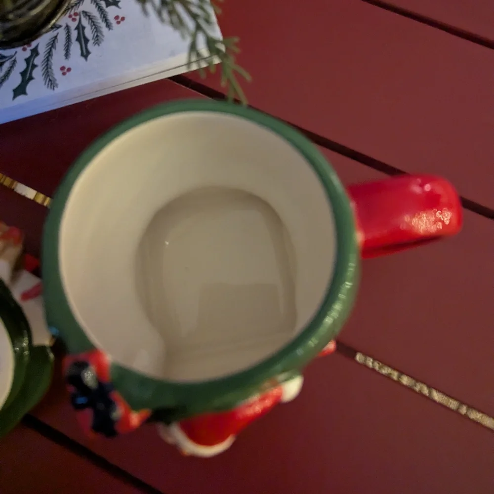 West Elm figural covered mug Santa with a sack